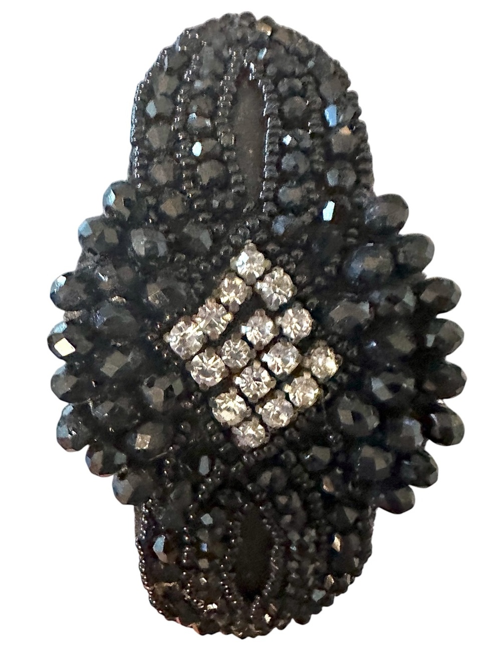 Vintage Black and Silver Embellished Bead Cluster Headband / Headpiece